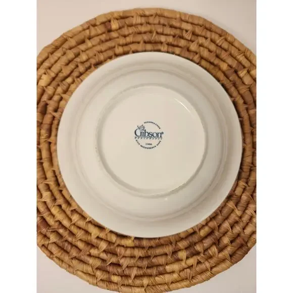 Gibson China Embossed Fruit Serving Bowl 9.5" Apple Grapes Leaves White Single - Picture 2 of 13